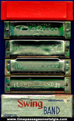 (5) Old Harmonicas (one is boxed)