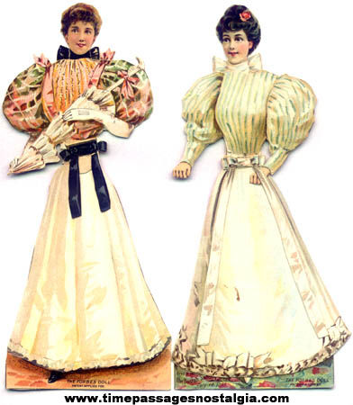 (4) Colorful 1895 Boston Sunday Globe Newspaper Premium Forbes Paper Dolls With Clothes