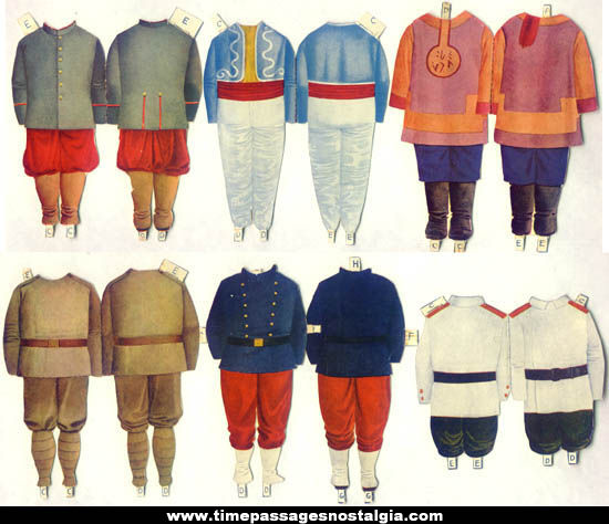 (10) Different Colorful 1904 Cultural Children Paper Dolls With Clothes