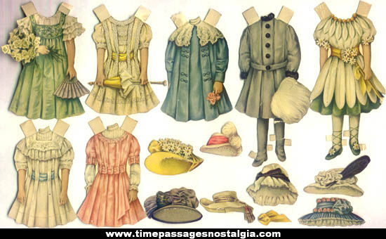 (15) Different 1800s Victorian Paper Doll Dresses and Hats