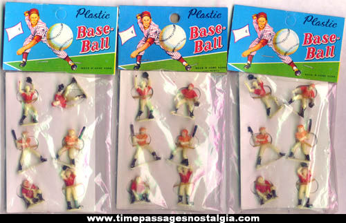 (18) Old Carded Miniature Toy Baseball Player Figures