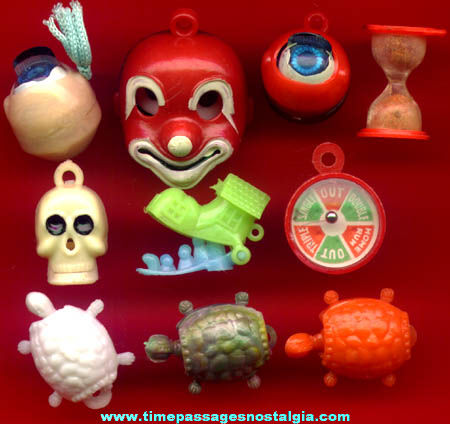 (10) 1960s Mechanical Gum Ball Machine Prize Charms