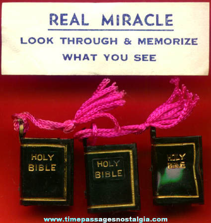 (3) 1960s Gum Ball Machine Prize Bible Viewer Charms With Bonus