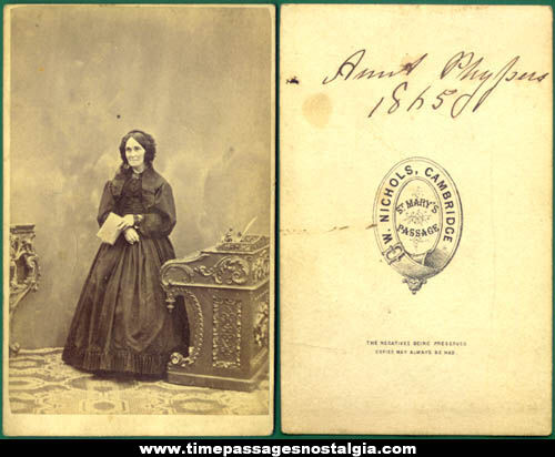 1865 Civil War Era Woman in Black Dress Photograph