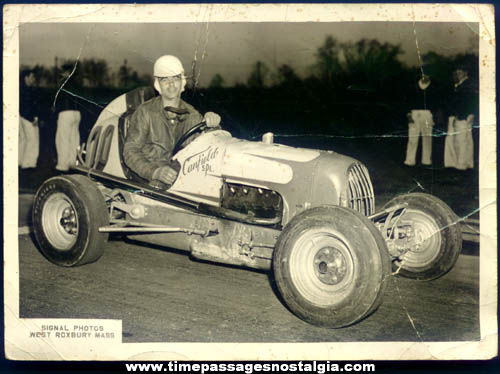 Old Midget Race Car and Driver Photograph