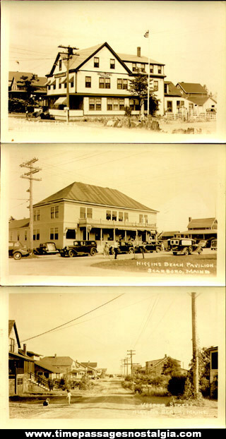 (3) Early Unused Higgins Beach, Maine Real Photo Post Cards