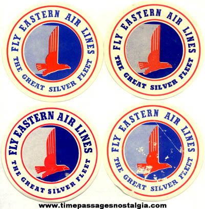 (4) Old Eastern Airlines Silver Fleet Decal Stickers