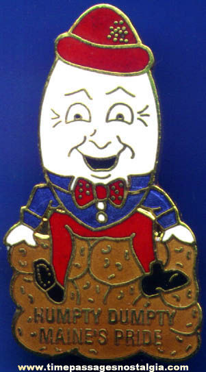 Enameled Brass Humpty Dumpty Potato Chip Advertising Character Pin