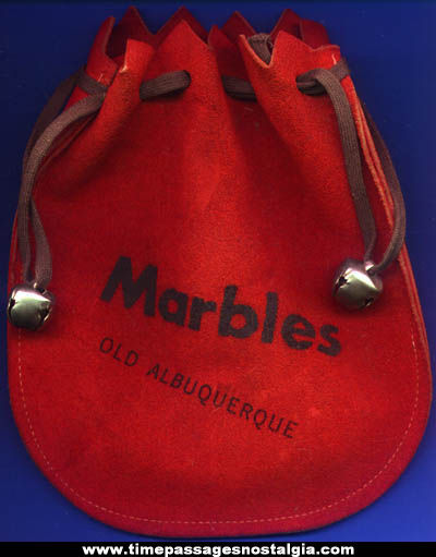 Old Suede Leather Advertising Souvenir Marble Bag With Bells