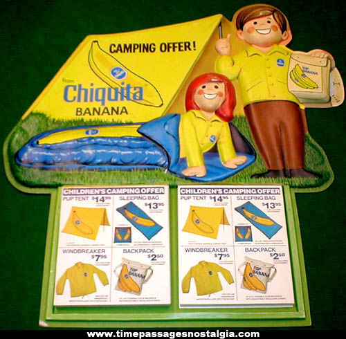 Large Old Chiquita Banana Advertising Premium Offer Store Sign With Order Forms