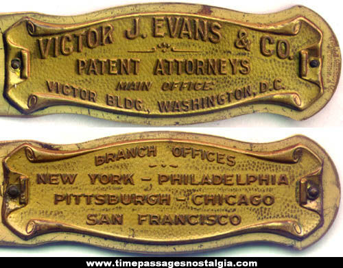 Old Victor Evans Patent Attorney Advertising Premium Letter Opener
