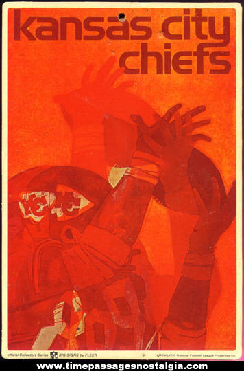 1968 Kansas City Chiefs NFL Football Fleer Big Sign Card