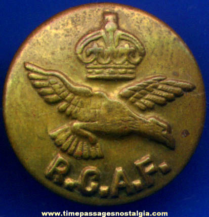 Old Royal Canadian Air Force Uniform Brass Button