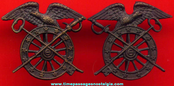(2) Old Matching Unidentified Military Insignia Collar Pins