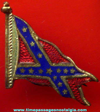 Small Old Enameled Metal Confederate Flag Pin