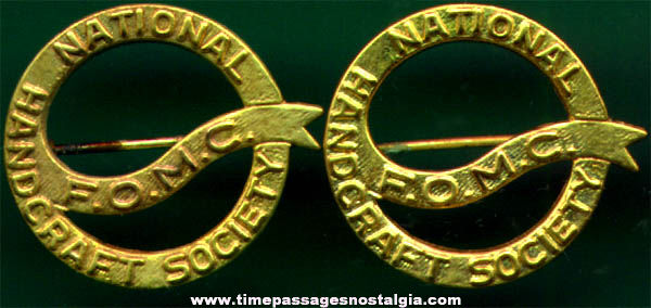 (2) Old National Handcraft Society Brass Pins