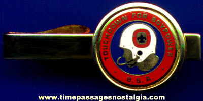 Old Enameled Boy Scout Football Advertising Neck Tie Bar