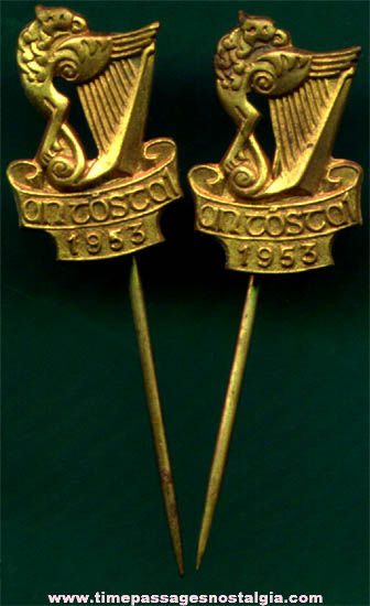(2) 1953 Antostal Advertising Brass Stick Pins