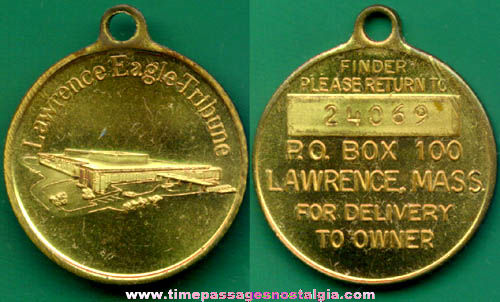 Old Lawrence Massachusetts Eagle Tribune Newspaper Advertising Registered Key Chain Fob