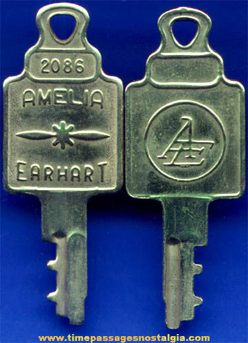 (2) Old Matching Amelia Earhart Luggage Advertising Keys