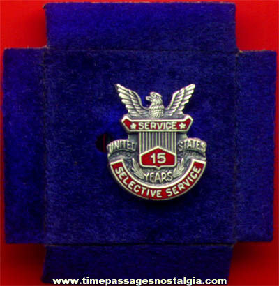Old Enameled Silver United States Selective Service Award Screw Back Pin