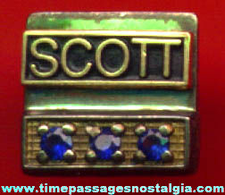 Old Scott Company Employee Gold Award Pin With Stones