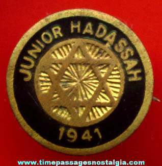 Enameled 1941 Junior Hadassah Jewish Pin
