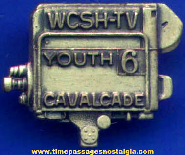 Old Sterling Silver WCSH-TV Television Camera Advertising Pin