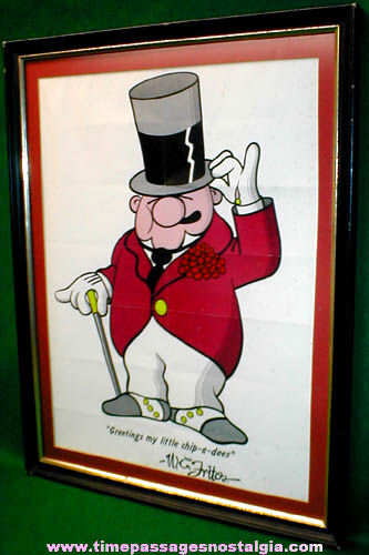 Old Framed Frito-Lay W.C. Fritos Cartoon Advertising Poster