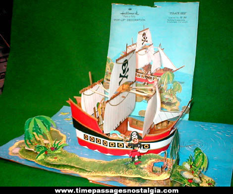 Colorful Old Hallmark 3-D Pop Up Pirate Ship Centerpiece Party Decoration