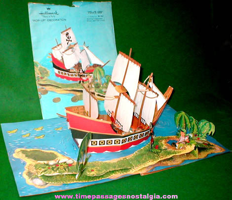Colorful Old Hallmark 3-D Pop Up Pirate Ship Centerpiece Party Decoration