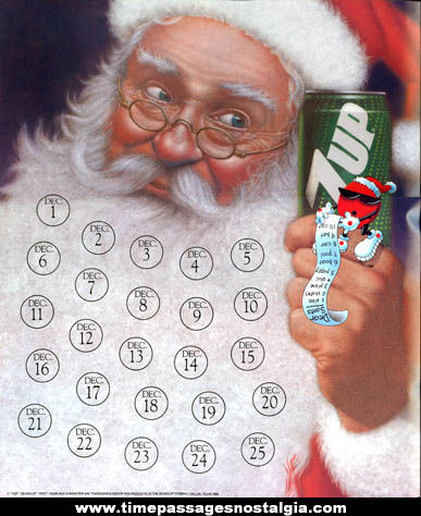 1989 7-Up Spot Character Advertising Christmas Calendar Poster