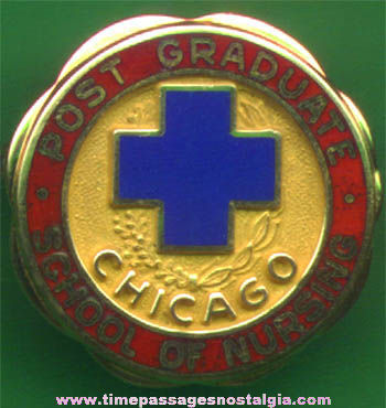 Old Enameled Gold Chicago School Of Nursing Pin