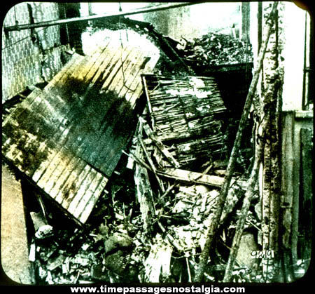 World War I Antwerp Belgium Bombed Building Glass Photograph Slide