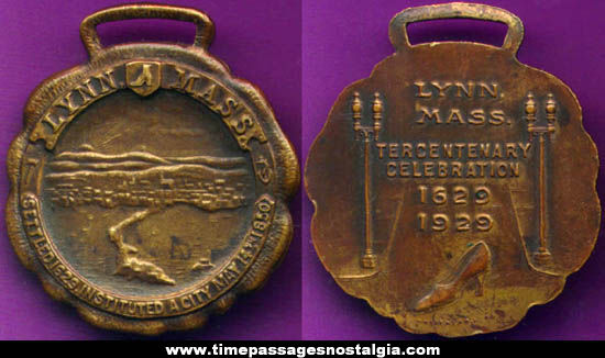 1929 Lynn, Massachusetts Tercentenary Advertising Pocket Watch Fob