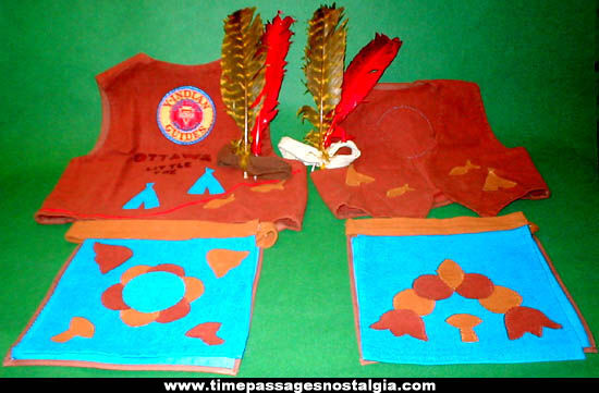 (2) Old Childrens YMCA Native American Indian Costumes