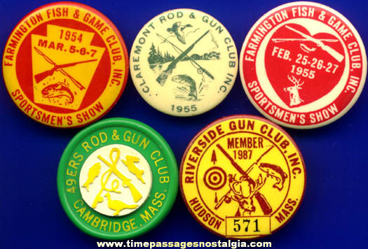 (5) Different Old Hunting & Fishing Club Badges