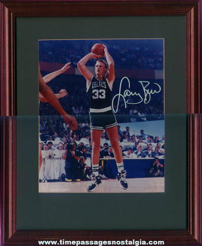 1990 Matted, Framed, & Autographed Larry Bird Boston Celtics Photograph