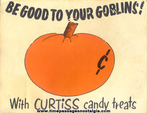 Old Curtiss Candy Halloween Advertising Paper Sign