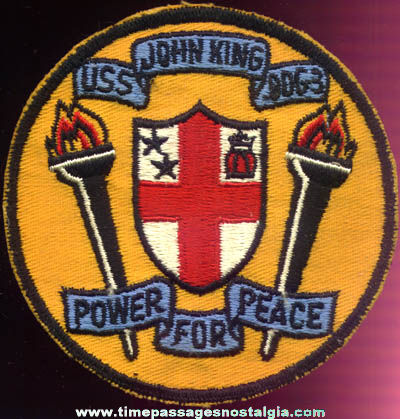Old United States Navy U.S.S. John King DDG-3 Cloth Patch