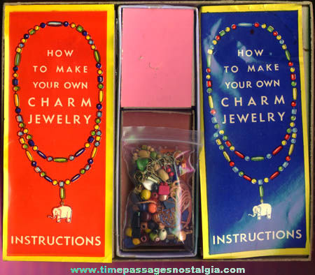 Colorful 1937 Boxed Charm Jewelry Making Kit