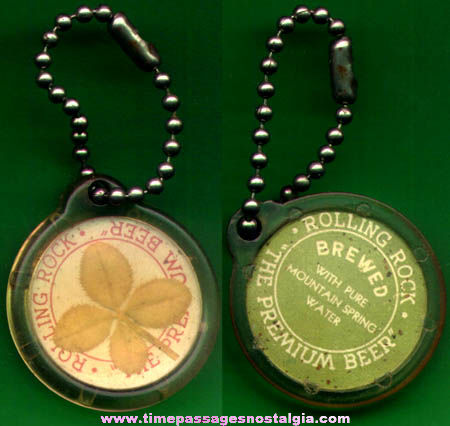Old Rolling Rock Beer Advertising Premium Four Leaf Clover Key Chain
