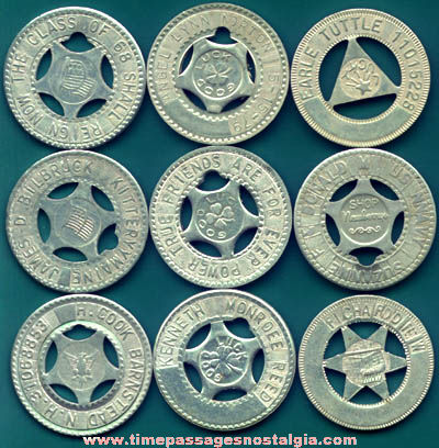 (9) Old Arcade Souvenir Personalized Good Luck Tokens / Coins