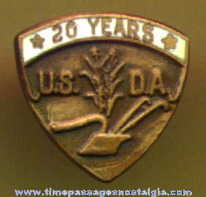 Old United States Department of Agriculture (20) Year Service Lapel Stud Award Button