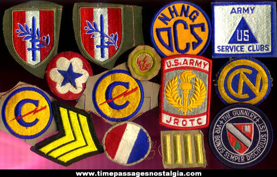 (14) Old Unidentified Military Insignia Cloth Patches
