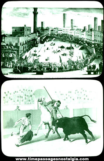 (2) Old Bullfight Glass Photograph Slides