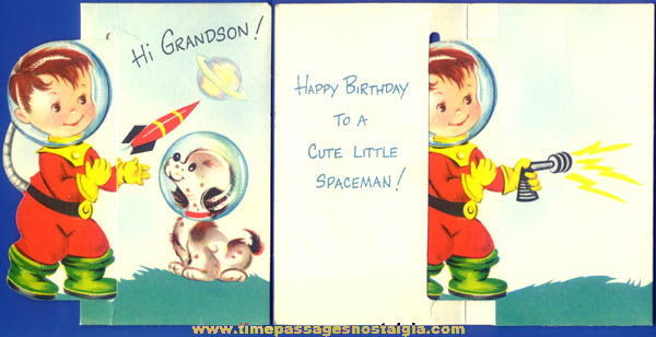 Colorful 1962 Space Astronaut Birthday Greeting Card