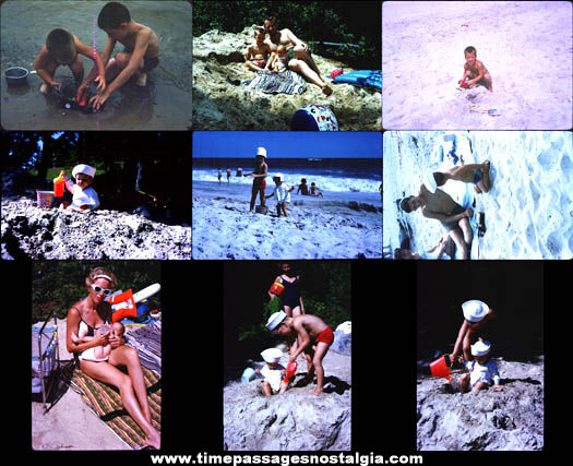 (18) 1959 - 1962 Beach Photograph Slides With Children & Toys
