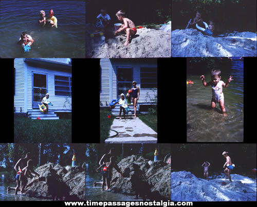 (18) 1962 Beach Photograph Slides With Children & Toys