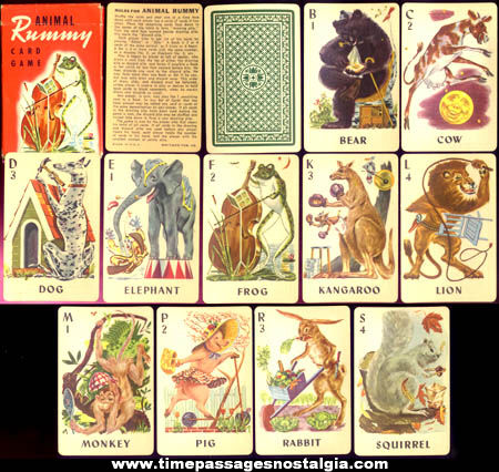 Old Boxed Whitman Cartoon Animal Rummy Card Game